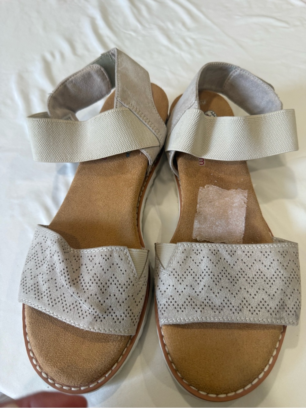 BOBS from Skechers Beige Perforated Strap Sandals